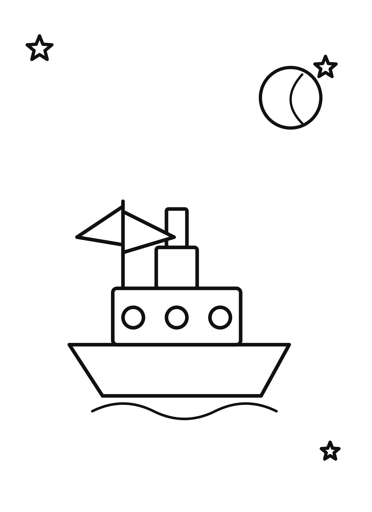 Gratis Pakjesboot onder de maan kleurplaat voor Sinterklaas om te printen