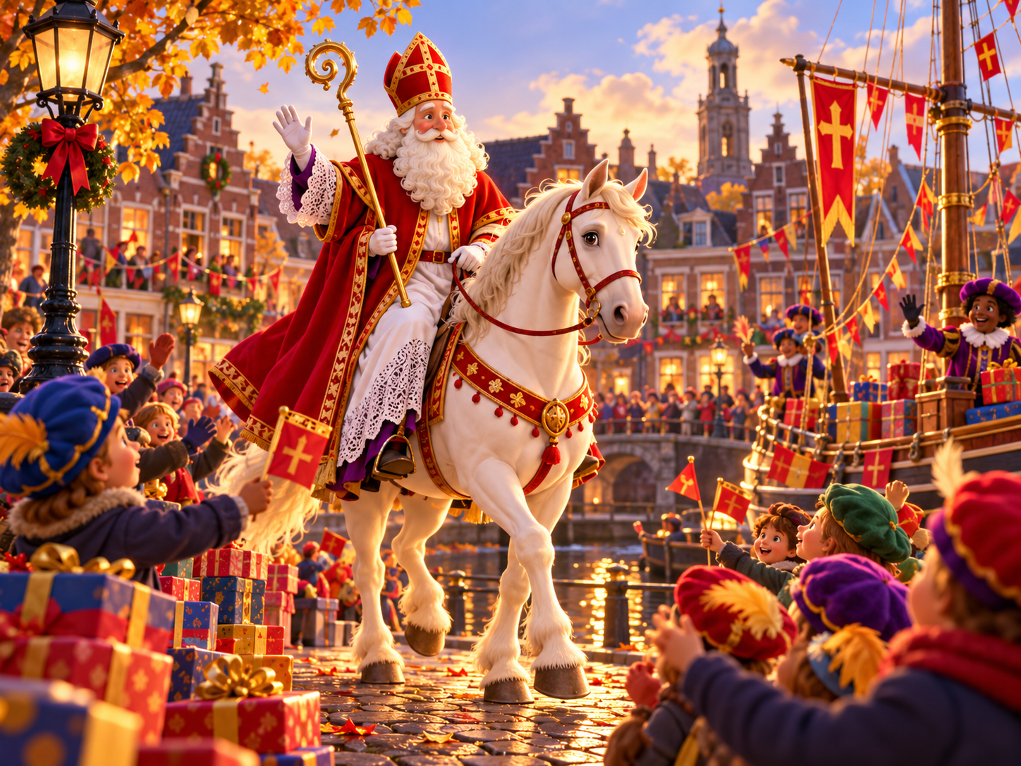 Sinterklaas en Ozosnel tijdens een feestelijke intocht