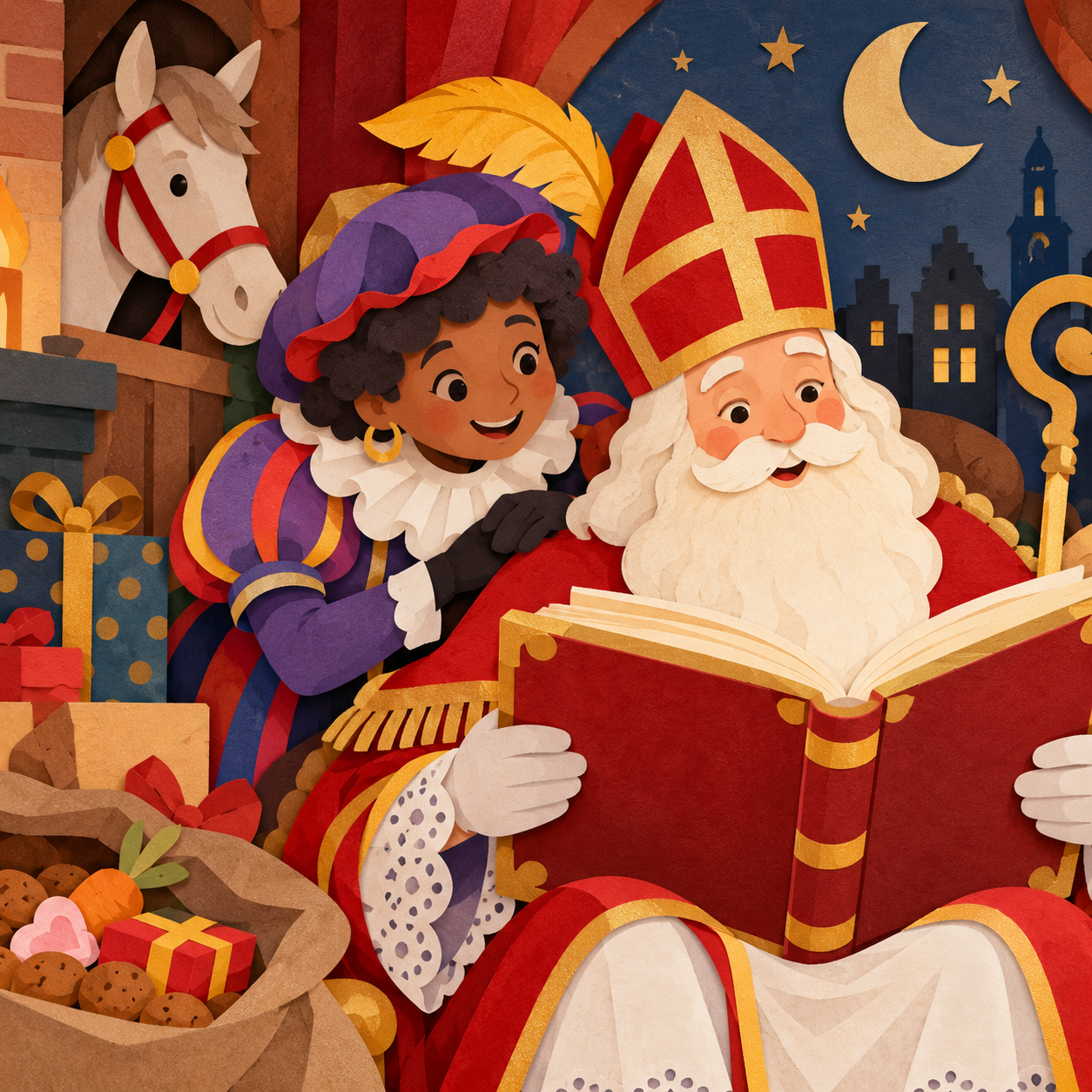 Sinterklaas leest voor