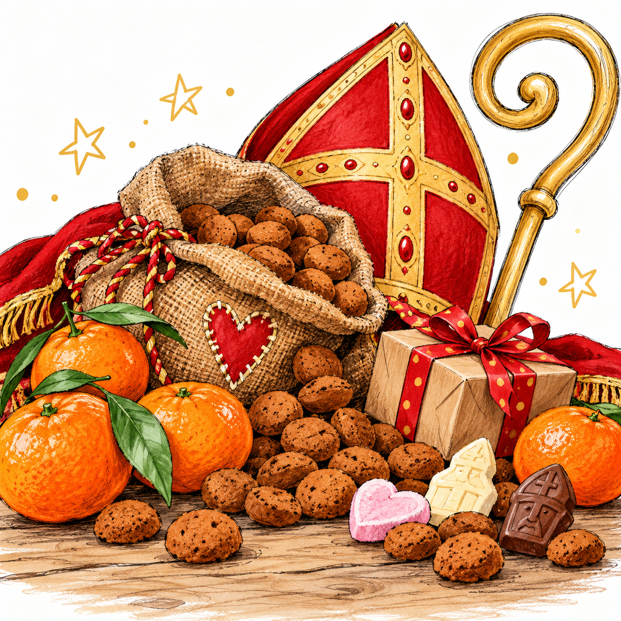 Pepernoten, chocolade en cadeautjes